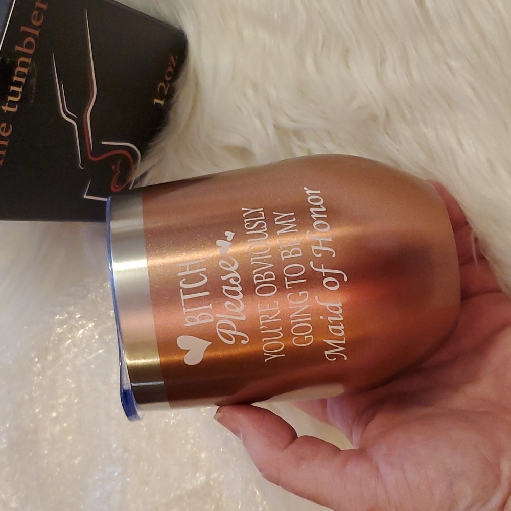 Maid of Honor Wine/drinking tumbler - rose gold/champagne